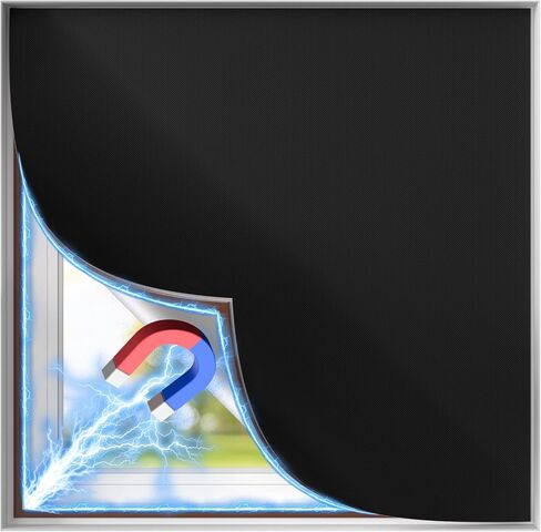 BKSAI Black Out Curtains Full-Frame Magnetic Blackout Shades No Drill Window Cover Blinds 100% Light Blocker Portable Removable for Bedroom RV Nursery Media Room Cortinas Blackout para Dormitorio in Kuwait