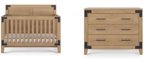 Child Craft Lucas Design 4-in-1 Convertible Baby Crib Nursery Furniture Set, Baby Bed and 3 Drawer Dresser, for Babies, Toddlers and Kids Bedroom (2 Piece - Dusty Heather) in Kuwait