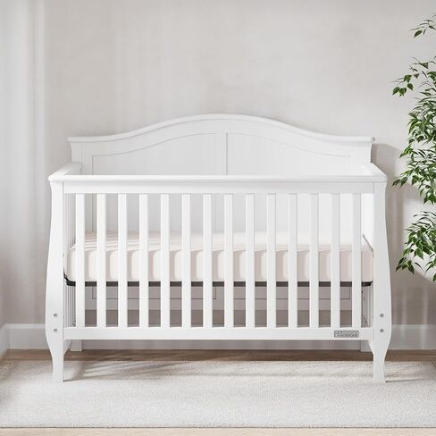 Child Craft Camden Design 4-in-1 Convertible Baby Crib Nursery Furniture Set, Baby Bed and 3 Drawer Dresser, for Babies, Toddlers and Kids Bedroom (2 Piece - Matte White) in Kuwait