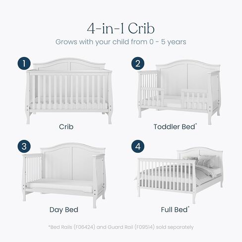 Child Craft Camden Design 4-in-1 Convertible Baby Crib Nursery Furniture Set, Baby Bed and 3 Drawer Dresser, for Babies, Toddlers and Kids Bedroom (2 Piece - Matte White) in Kuwait