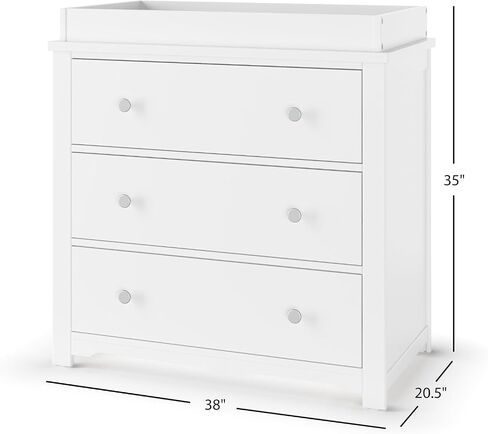 Child Craft Camden Design 4-in-1 Convertible Baby Crib Nursery Furniture Set, Baby Bed and 3 Drawer Dresser, for Babies, Toddlers and Kids Bedroom (2 Piece - Matte White) in Kuwait