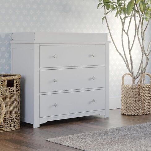 Child Craft Camden Design 4-in-1 Convertible Baby Crib Nursery Furniture Set, Baby Bed and 3 Drawer Dresser, for Babies, Toddlers and Kids Bedroom (2 Piece - Matte White) in Kuwait