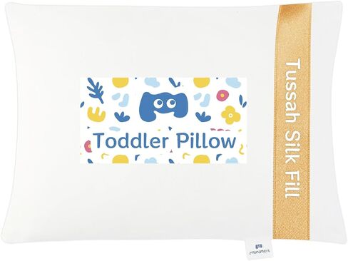 Toddler Pillow 13 x 18 in, Tussah Silk Fill, Cotton Shell, Age 2+ | Soft Breathable Comfort, Lightweight 250 g Design, Storage Bag Included, Convenient for Naps, Daycare and Travel in Saudi Arabia