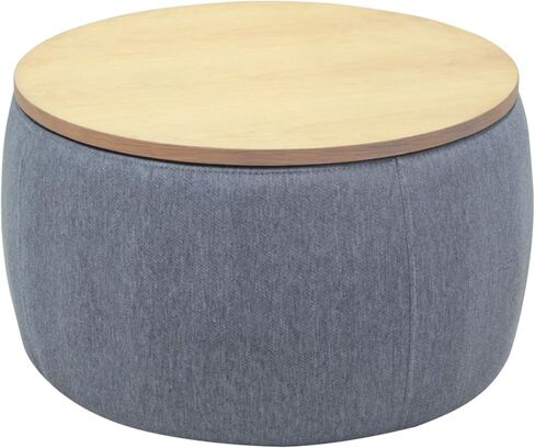 Round Storage Ottoman, 2 in 1 Multifunctional Ottoman, End Table & Footrest Stool with Hidden Storage for Living Room Bedroom Entryway (Navy) in Kuwait