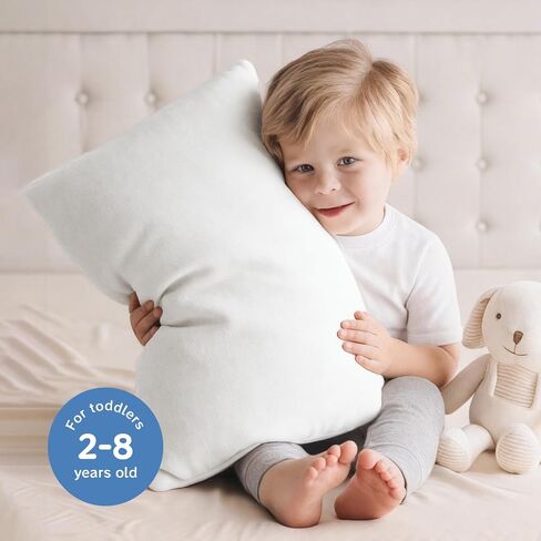Toddler Pillow 13 x 18 in, Tussah Silk Fill, Cotton Shell, Age 2+ | Soft Breathable Comfort, Lightweight 250 g Design, Storage Bag Included, Convenient for Naps, Daycare and Travel in Saudi Arabia