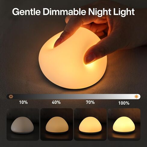 Baby Night Light for Nursery, Soft Silicone Tap Control Night Lamp with 8 Color Changing, Stepless Dimming, Rechargeable Portable Night Light for Kids, 1H-Timer, Warm Light for Breastfeeding in Kuwait