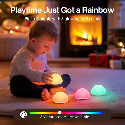 Baby Night Light for Nursery, Soft Silicone Tap Control Night Lamp with 8 Color Changing, Stepless Dimming, Rechargeable Portable Night Light for Kids, 1H-Timer, Warm Light for Breastfeeding in Kuwait