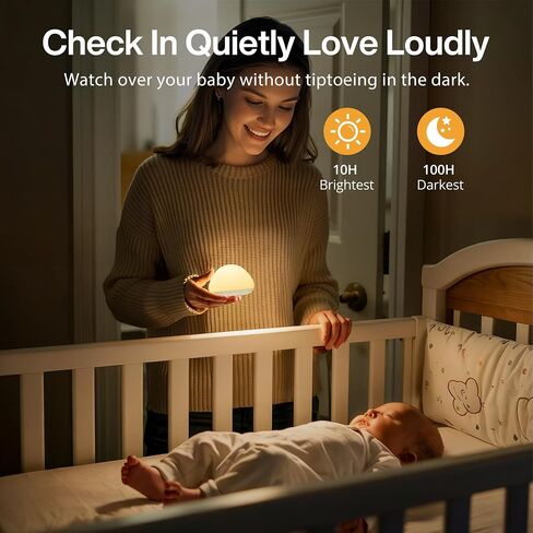 Baby Night Light for Nursery, Soft Silicone Tap Control Night Lamp with 8 Color Changing, Stepless Dimming, Rechargeable Portable Night Light for Kids, 1H-Timer, Warm Light for Breastfeeding in Kuwait