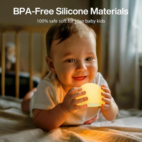 Baby Night Light for Nursery, Soft Silicone Tap Control Night Lamp with 8 Color Changing, Stepless Dimming, Rechargeable Portable Night Light for Kids, 1H-Timer, Warm Light for Breastfeeding in Kuwait