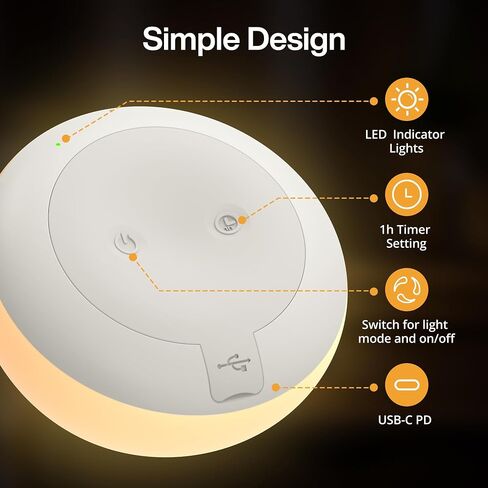 Baby Night Light for Nursery, Soft Silicone Tap Control Night Lamp with 8 Color Changing, Stepless Dimming, Rechargeable Portable Night Light for Kids, 1H-Timer, Warm Light for Breastfeeding in Kuwait