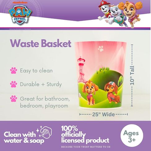 Paw Patrol Skye Kids Trash Can Wastebasket Bathroom/Bedroom, (Officially Licensed Product) by Franco in Kuwait