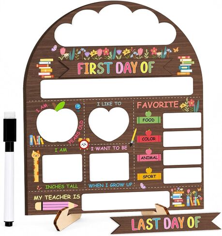 First Day of School Sign with Marker for Girls, Pink Coquette Bow Aesthetic Back to School Board, Reusable Preschool Kindergarten Photo Prop, Pink Gingham Back to School Supplies, 8x10 in Kuwait