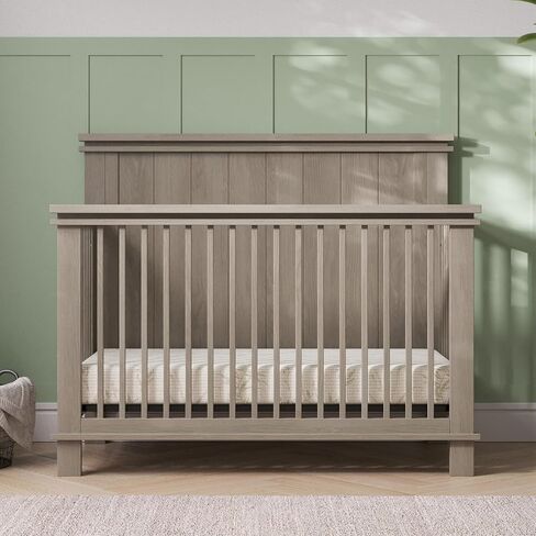 Child Craft Denman Design 4-in-1 Convertible Baby Crib Nursery Furniture Set, Baby Bed and 6 Drawers Double Dresser, for Babies, Toddlers and Kids Bedroom (2 Piece - Crescent Gray) in Kuwait