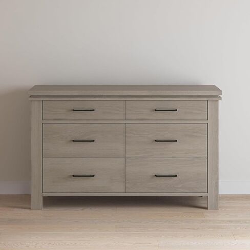 Child Craft Denman Design 4-in-1 Convertible Baby Crib Nursery Furniture Set, Baby Bed and 6 Drawers Double Dresser, for Babies, Toddlers and Kids Bedroom (2 Piece - Crescent Gray) in Kuwait