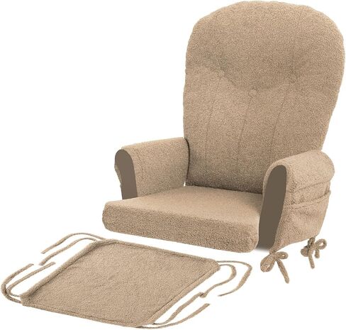 ANMINY 5pcs Glider Rocker Replacement Cushions Set with Ottoman Cover, 3.5Inch Thickened Fleece Glider Rocking Chair Cushions with 29.5Inch Tufted Backrest & Side Pockets for Indoor Nursery, Pink in Kuwait