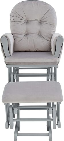 Glider and Ottoman Gray Wood and Light Gray Fabric in Kuwait
