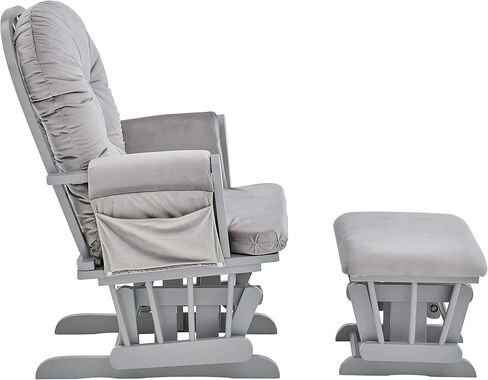 Glider and Ottoman Gray Wood and Light Gray Fabric in Kuwait
