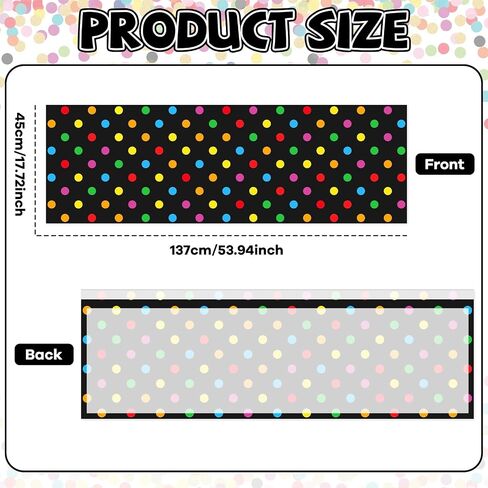 Wiooffen 4PCS School Classroom Curtains Back to School Valance Curtains 18 x 54In Colorful Polka Dot Window Treatment Rod Pocket Curtain for Kindergarten Daycare Primary Bedroom Decor(Black) in Kuwait