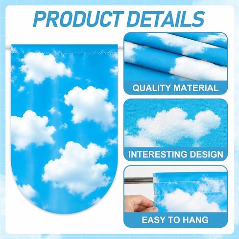6 Pcs Cloud Curtains Back to School Window Drapes Blue Sky White Clouds Classroom Valances for Kid First Day of School Classroom Kindergarten Playroom Daycare Bedroom Window Decor Supplies 36" X 24" in Kuwait