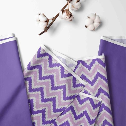 Bacati - Single Light Filtering Curtain Panel Mix N Match Chevron Lilac/Purple in Kuwait
