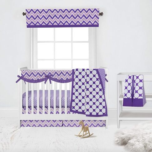 Bacati - Single Light Filtering Curtain Panel Mix N Match Chevron Lilac/Purple in Kuwait