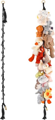 CERETIA 80" 2-Pack Cotton Hanging Storage Chain For Stuffed Animals Storage with 20 Metal Clips, Stuffed Animal Organizer Chain for Wall Corner Nursery Play Room, White in Kuwait