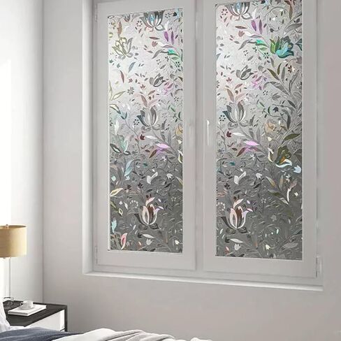 Rainbow Window Privacy Film Static Cling – 3D Vinyl Decals for Glass Door, Heat Control & Anti-UV, 11.8 x 39.4 Inches, Removable & Reusable in Kuwait