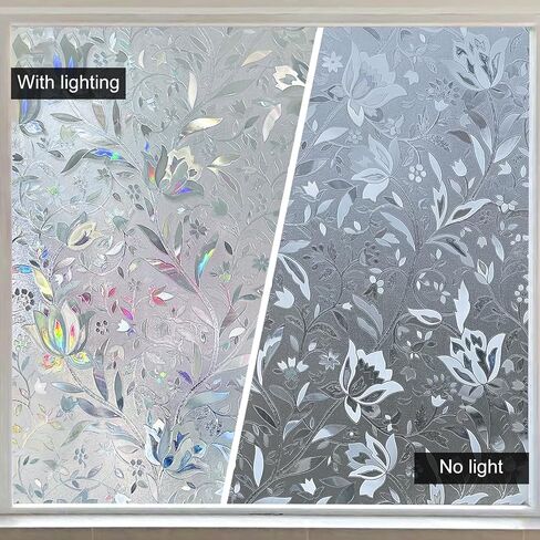 Rainbow Window Privacy Film Static Cling – 3D Vinyl Decals for Glass Door, Heat Control & Anti-UV, 11.8 x 39.4 Inches, Removable & Reusable in Kuwait