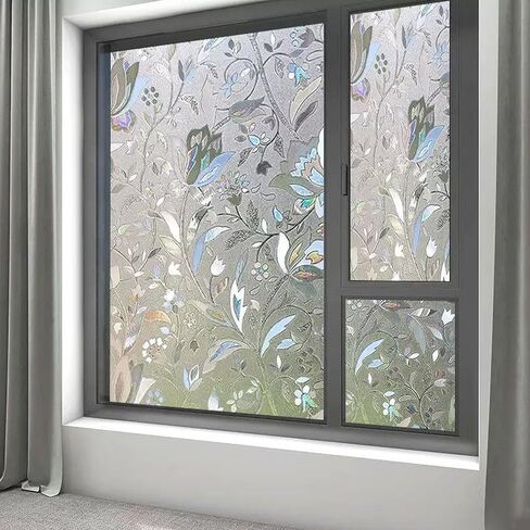 Rainbow Window Privacy Film Static Cling – 3D Vinyl Decals for Glass Door, Heat Control & Anti-UV, 11.8 x 39.4 Inches, Removable & Reusable in Kuwait