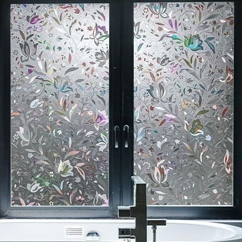Rainbow Window Privacy Film Static Cling – 3D Vinyl Decals for Glass Door, Heat Control & Anti-UV, 11.8 x 39.4 Inches, Removable & Reusable in Kuwait