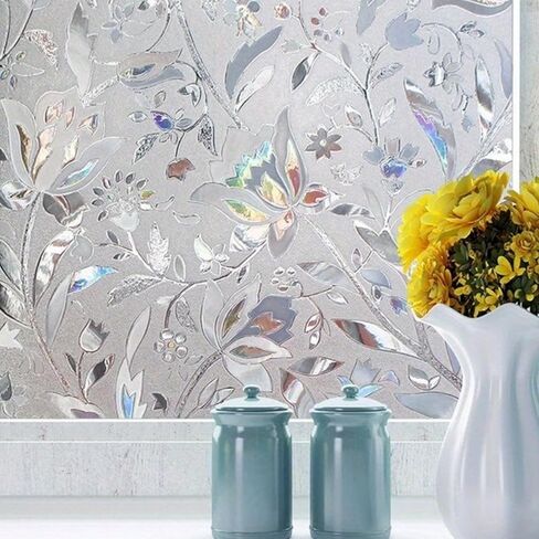 Rainbow Window Privacy Film Static Cling – 3D Vinyl Decals for Glass Door, Heat Control & Anti-UV, 11.8 x 39.4 Inches, Removable & Reusable in Kuwait