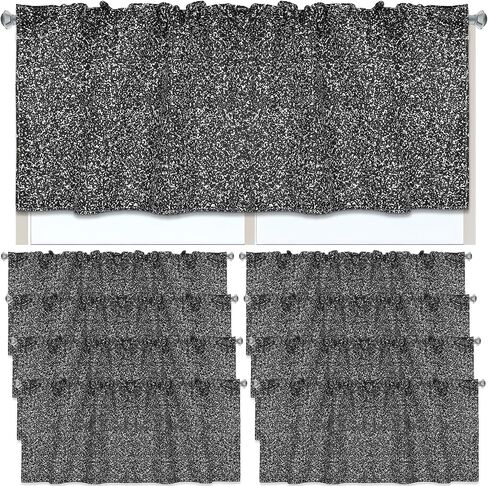 Hahafelt 8 Pcs Classroom Curtains Black and White Composition Pattern Window Valances Curtains 54" W x 18" L Simple Rod Pocket Back to School Window Treatment for Classroom Living Room Kitchen in Kuwait