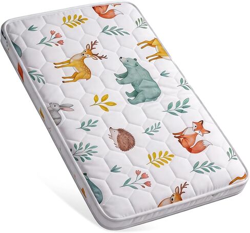 Baby Bassinet Mattress Pad 33" x 20" x 1.5", Firm Breathable Foam Mattress for Bassinet, Anti-Slip Cradle Mattress Pad, Woodland Print, Fits Moses Basket, Baby Delight, Mika Micky in Kuwait