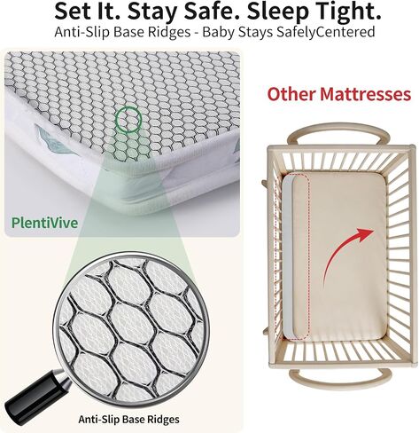 Baby Bassinet Mattress Pad 33" x 20" x 1.5", Firm Breathable Foam Mattress for Bassinet, Anti-Slip Cradle Mattress Pad, Woodland Print, Fits Moses Basket, Baby Delight, Mika Micky in Kuwait