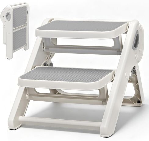 Foldable Toddler Step Stool for Bathroom Sink, Toilet, Bedroom, Kitchen – Non-Slip, Space-Saving, BPA-Free, Supports 110 lbs, Kids Step Stool (Grey) in Kuwait
