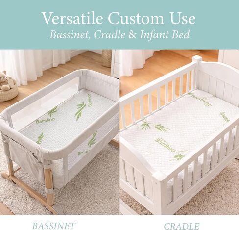 Ababy Custom Size Baby Bassinet & Cradle Mattress Pad – Firm Foam, Bamboo Cover, Water-Resistant in Kuwait