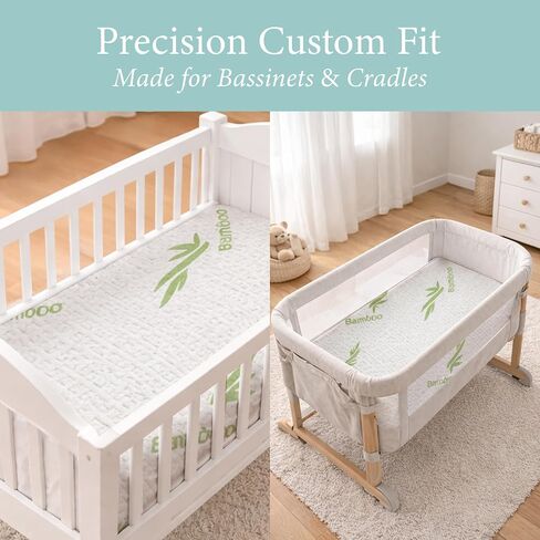 Ababy Custom Size Baby Bassinet & Cradle Mattress Pad – Firm Foam, Bamboo Cover, Water-Resistant in Kuwait