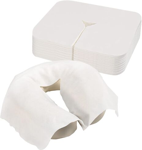 500 Count Disposable Face Cradle Covers for Massage Table | Soft Spunlace Massage Table Headrest Covers, 12 x 16 Inch Face Rest Covers for Spa, Salon, Chiropractic & Tattoo, White in Kuwait