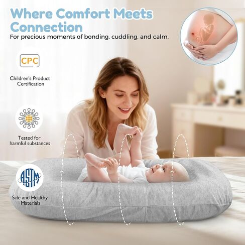Baby Lounger & Snuggle Nest for Newborn 0-24 Months, Baby Nest Supervised Breathable Cotton for Newborn, Breathable Portable Infant Lounnger for Travel and Home, Gray (Lounger Cover Included in Kuwait