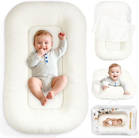 Baby Lounger & Snuggle Nest for Newborn 0-24 Months, Baby Nest Supervised Breathable Cotton for Newborn, Breathable Portable Infant Lounnger for Travel and Home in Kuwait