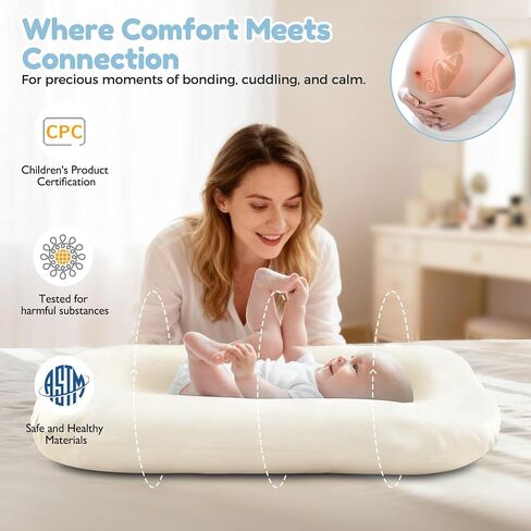 Baby Lounger & Snuggle Nest for Newborn 0-24 Months, Baby Nest Supervised Breathable Cotton for Newborn, Breathable Portable Infant Lounnger for Travel and Home in Kuwait