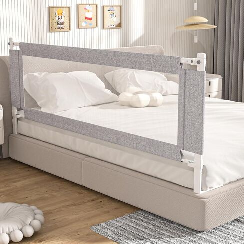 3-Piece Queen Size Bed Rail for Toddlers - Adjustable Baby Bed Rail Guard, Kids Safety Bed Rail for Queen Size Bed (78.7"x78.7"x60"-Grey) in Kuwait