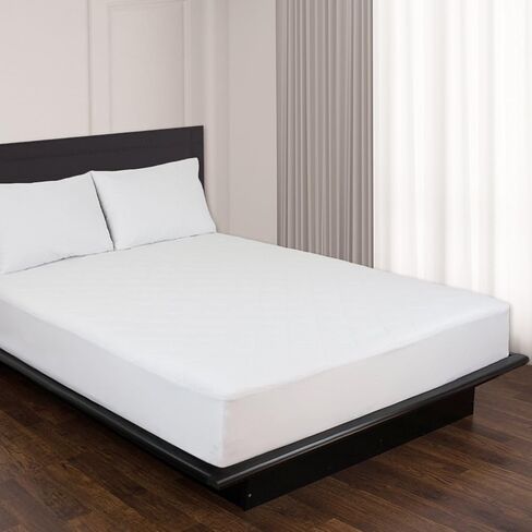 Furinno Angeland Fitted Mattress Pad, Mattress Protector Top, White | Twin Size, Quilted, Fit Mattresses up to 15" Tall, Machine Washable in Kuwait