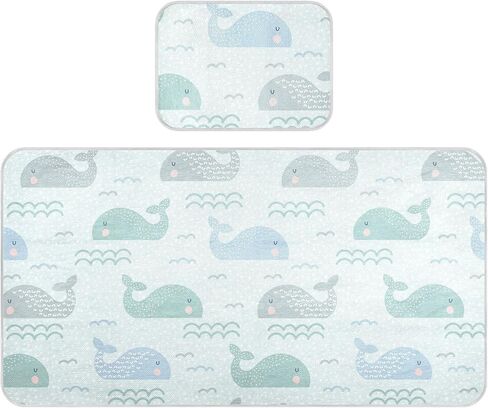 Burbuja Baby Cooling Mat Cute Whales Bed Pad Ice Silk Cool Mat for Crib Mattress, Sleeping Pad with Pillowcase for Girl Boy, 28x52 in in Kuwait