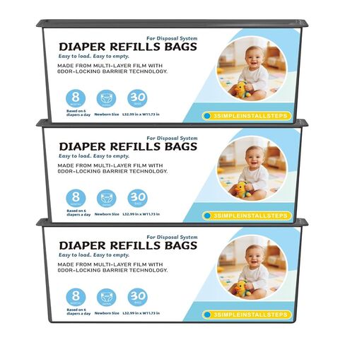 Diaper Pail Refills Bags Compatible with Genie Easy Roll Signature and Platinum Diaper Pails, Holds Up to 1410 Newborn Diapers Per Refill, 7-Layer Odor-Barrier Technology, 3 Pack (90 Bags) in Kuwait