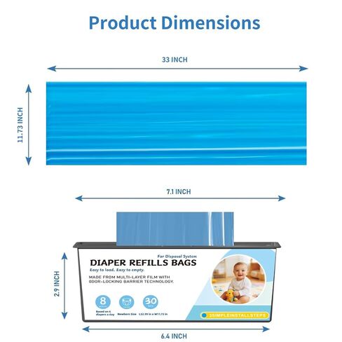 Diaper Pail Refills Bags Compatible with Genie Easy Roll Signature and Platinum Diaper Pails, Holds Up to 1410 Newborn Diapers Per Refill, 7-Layer Odor-Barrier Technology, 3 Pack (90 Bags) in Kuwait