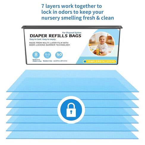 Diaper Pail Refills Bags Compatible with Genie Easy Roll Signature and Platinum Diaper Pails, Holds Up to 1410 Newborn Diapers Per Refill, 7-Layer Odor-Barrier Technology, 3 Pack (90 Bags) in Kuwait