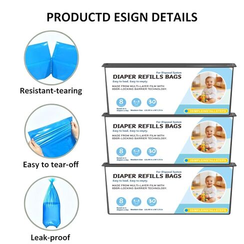Diaper Pail Refills Bags Compatible with Genie Easy Roll Signature and Platinum Diaper Pails, Holds Up to 1410 Newborn Diapers Per Refill, 7-Layer Odor-Barrier Technology, 3 Pack (90 Bags) in Kuwait