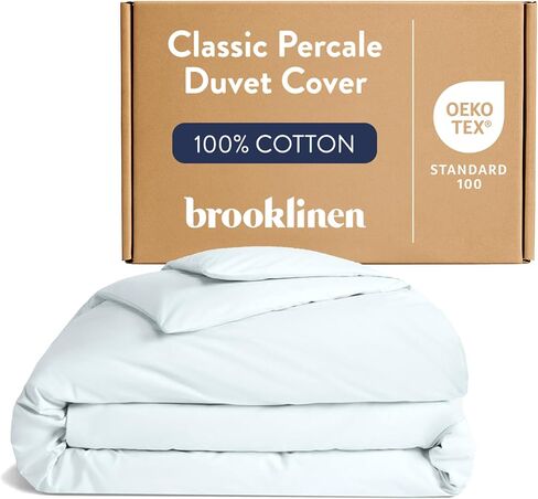 Brooklinen Luxury Percale Duvet Cover – 100% Cotton, Cool, Crisp, Extra-Long Corner Ties, Button Closure, Soft & Breathable – Machine Washable, Duvet Cover King/California King Bed Sizes (Cream) in Kuwait