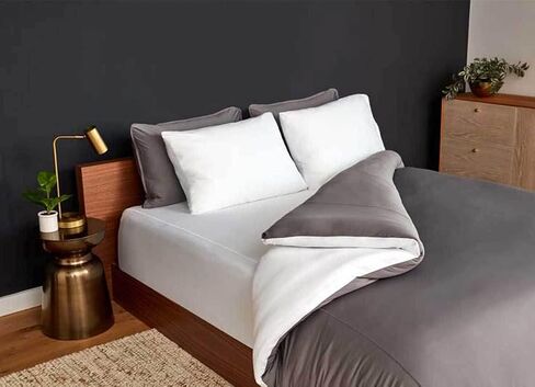 SHEEX Cooling Duvet Cover Set, Full/Queen, Graphite | Original Performance Lightweight Duvet Cover, 2 Standard Pillow Shams, Moisture-Wicking, Breathable in Kuwait